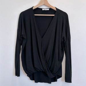 Double Zero Women's Long Sleeve Surplice V-Neck Blouse